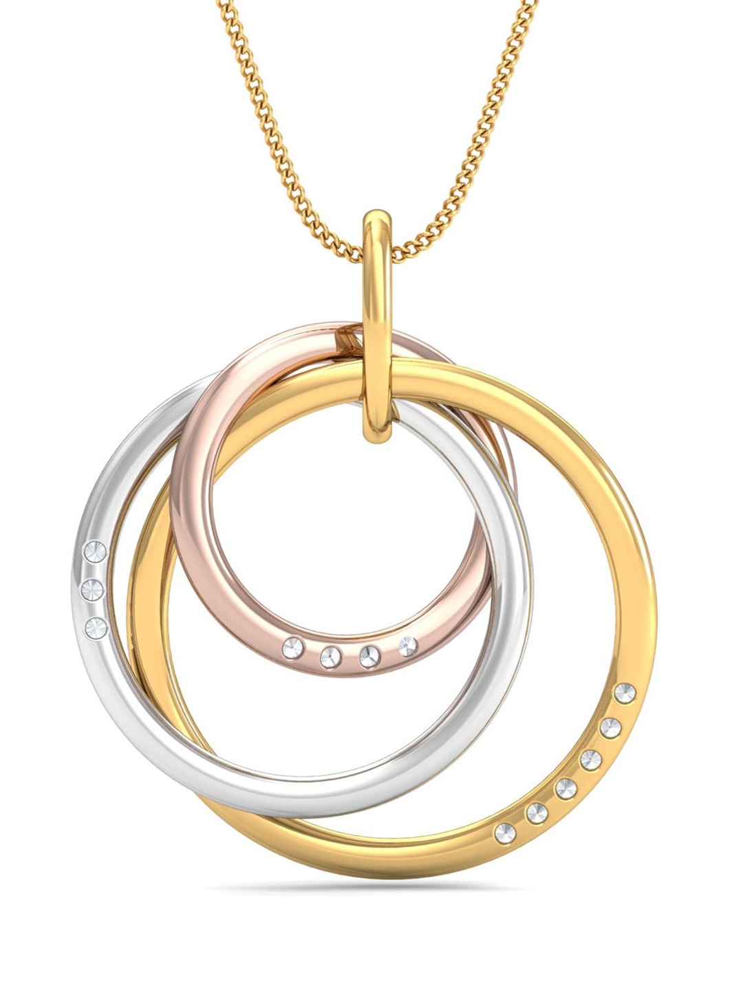 

KUBERBOX Multi Tone Loop 18K Gold Diamond-Studded Pendant-5.4 gm