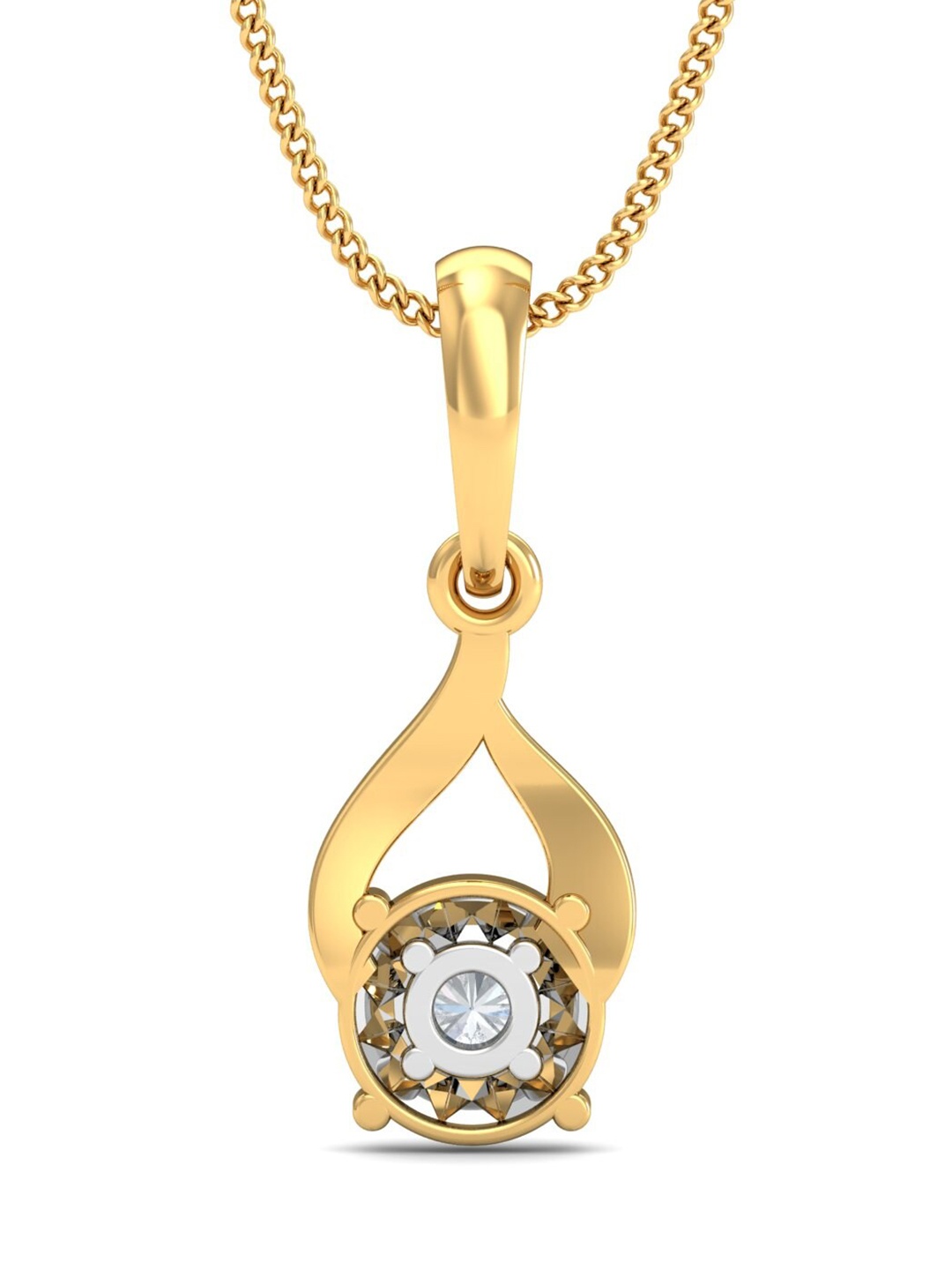 

KUBERBOX Ravishing Illusion Solitaire 18KT Gold Diamonds-Studded Pendant -1.04gm