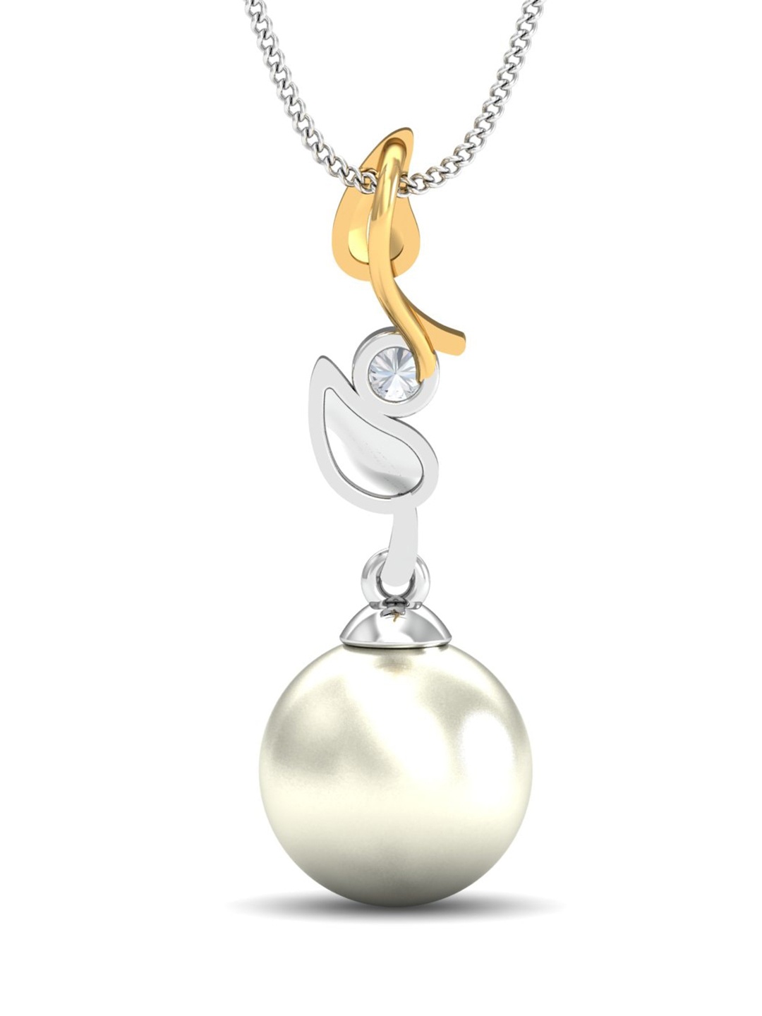 

KUBERBOX Swarna Ankur 18KT Gold Diamond-Studded Pearl Pendant- 1.19 gm