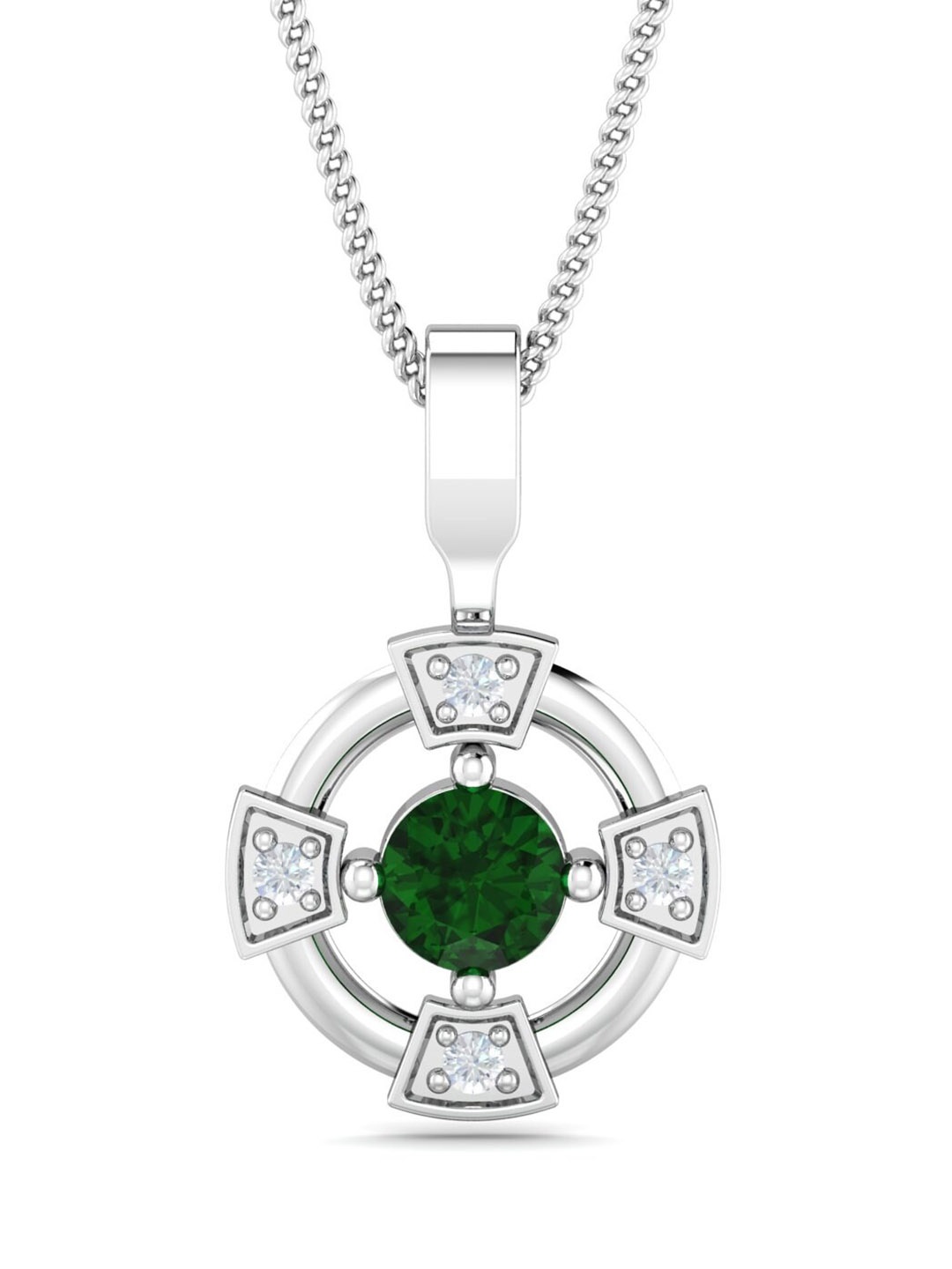 

KUBERBOX Devorah 18K White Gold Diamond-Studded Pendant-1.48 gm, Silver