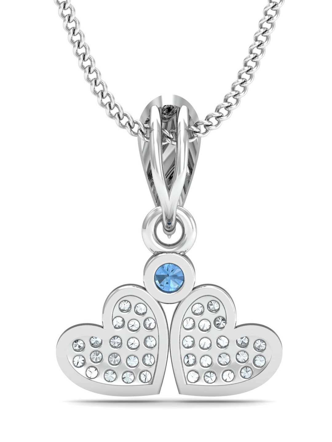 

KUBERBOX Aqua Twin Hearts 18KT White Gold Diamond Studded Pendant 0.72 gm