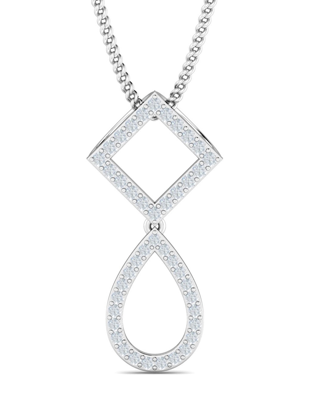 

KUBERBOX Chaviva 18KT White Gold Diamond-Studded Pendant-0.62gm, Silver