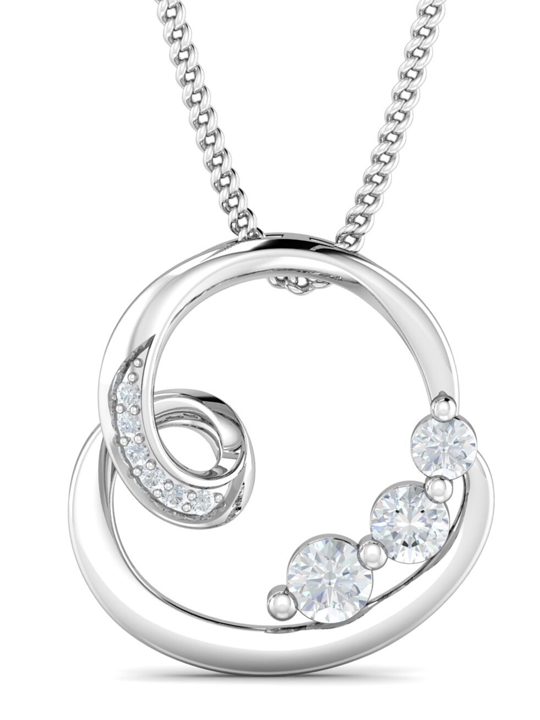 

KUBERBOX 18KT White Gold Diamond-Studded Pendant - 1.07 gm, Silver