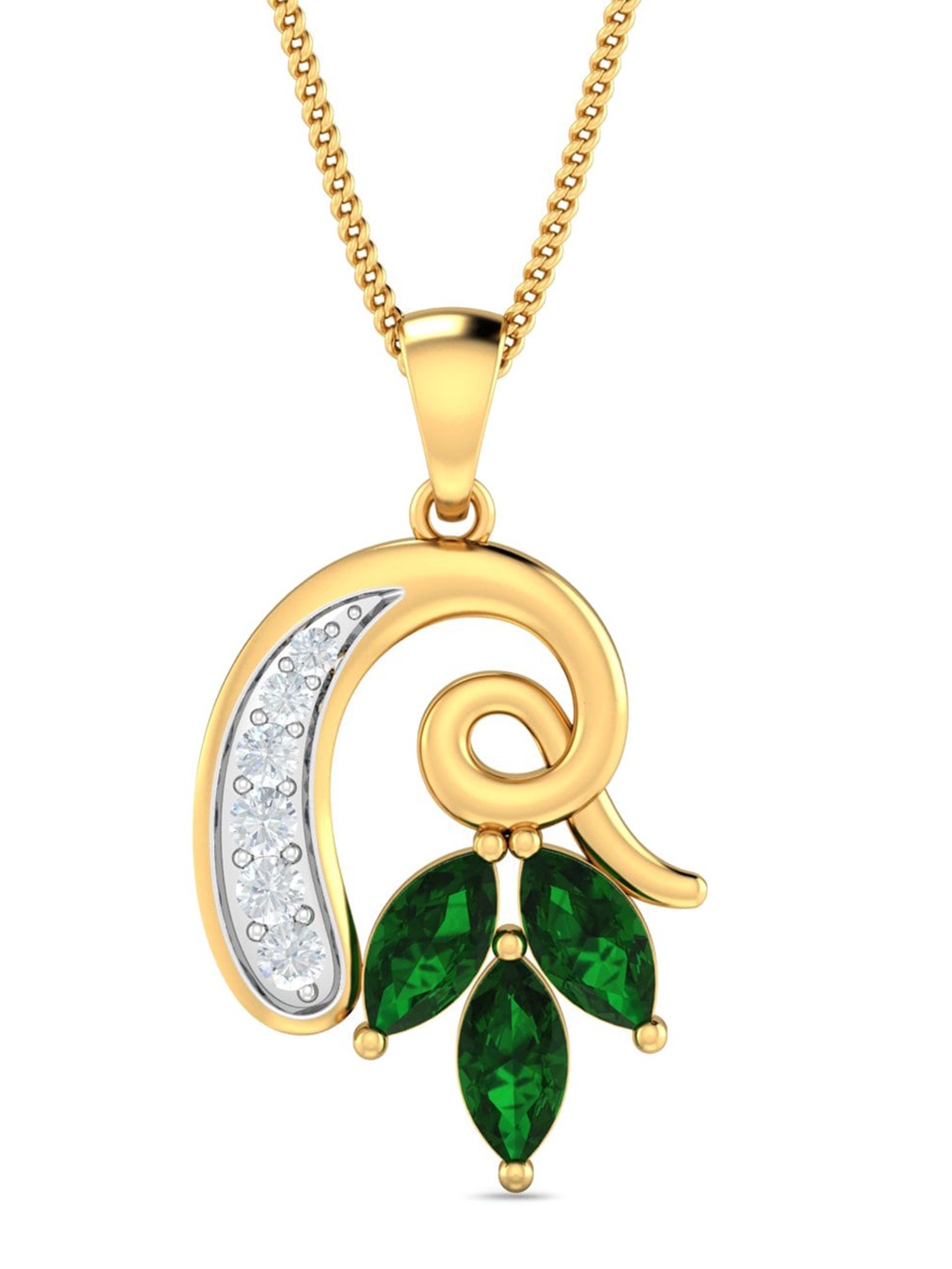 

KUBERBOX Tziyon 18 KT Gold Pendant With Diamonds & Emerald - 1.76 gm