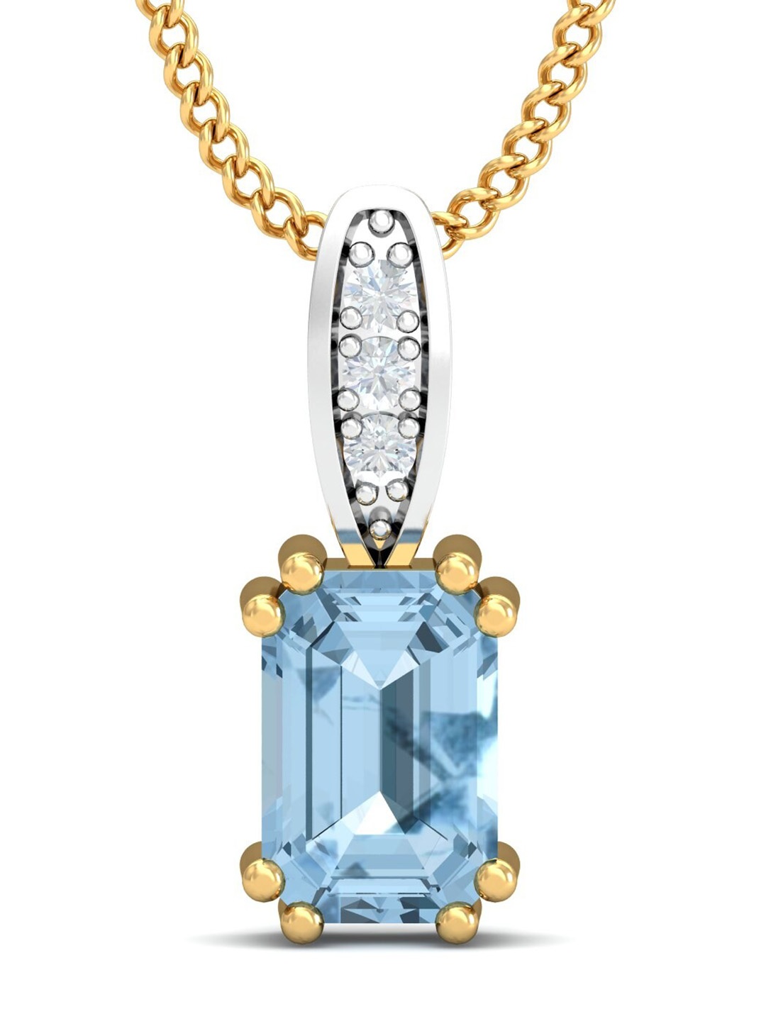 

KUBERBOX Meridian Topaz 18KT Gold Diamond-Studded Pendant - 0.76gm