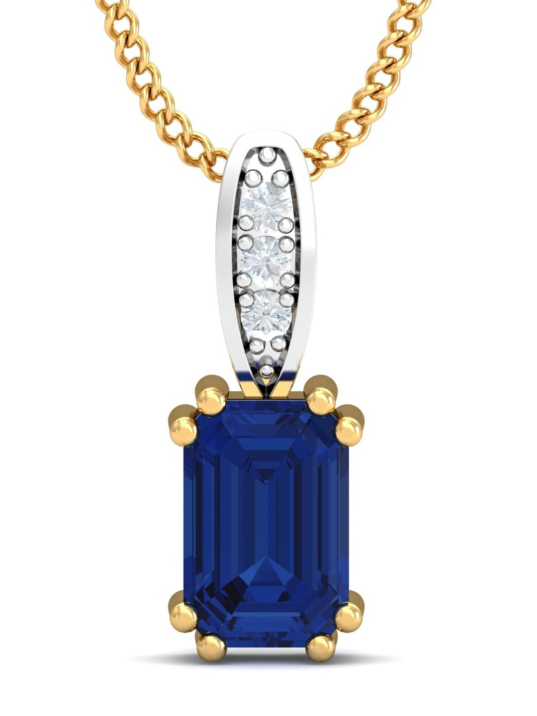 

KUBERBOX 18K Gold Diamond And Sapphire Studded Pendant - 0.76 g