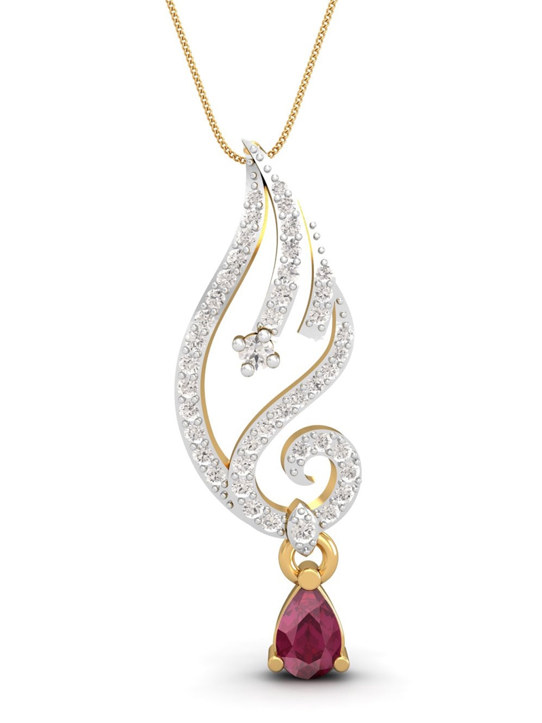

KUBERBOX 18KT Gold Enamored Diamond-Studded Pendant-2.72gm