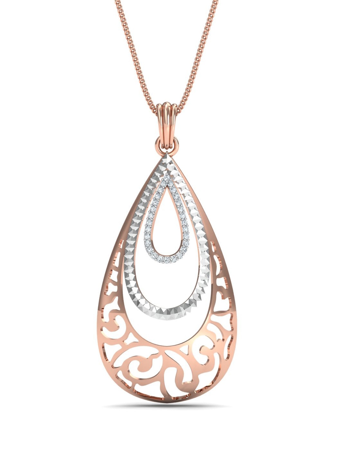 

KUBERBOX Royal Swan 18KT Gold Diamond Studded Pendant - 3.23 gm, Rose gold