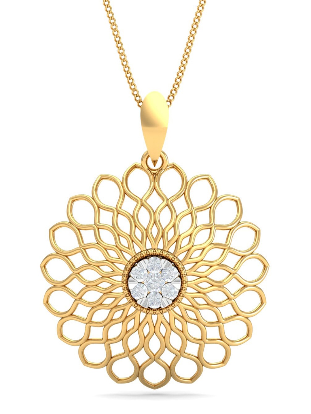 

KUBERBOX Blooming Miracle 18KT Gold Pendant Diamond-2.97 gm