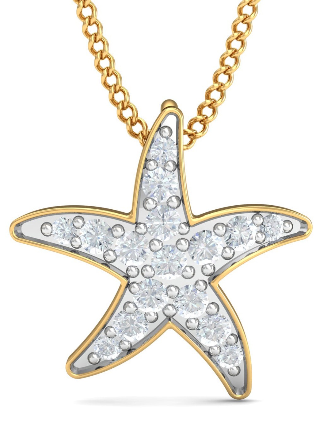 

KUBERBOX Glowing Star Fish 18K Glowing Star Fish Pendant Diamond-0.5 gm, Gold