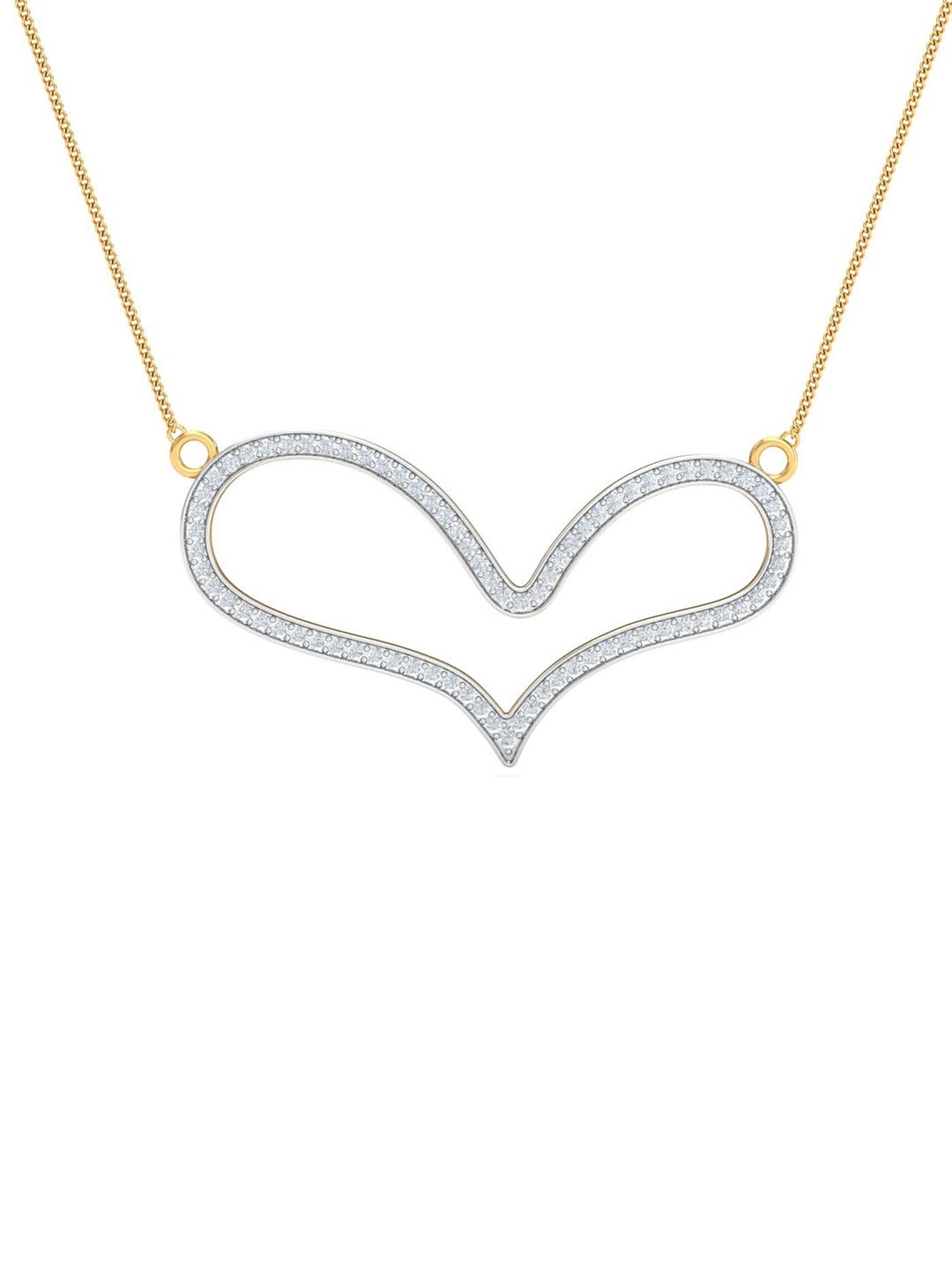 

KUBERBOX Curvy Heart 18KT Gold Diamond-Studded Pendant-2.48 gm