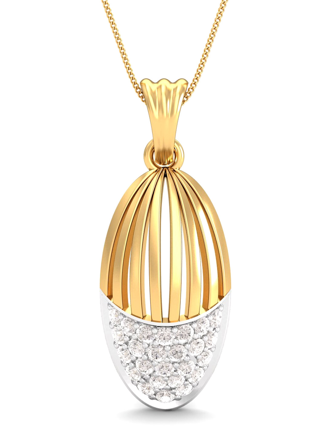 

KUBERBOX A Precious 18KT Gold Diamond-Studded Cage Pendant -1.68gm