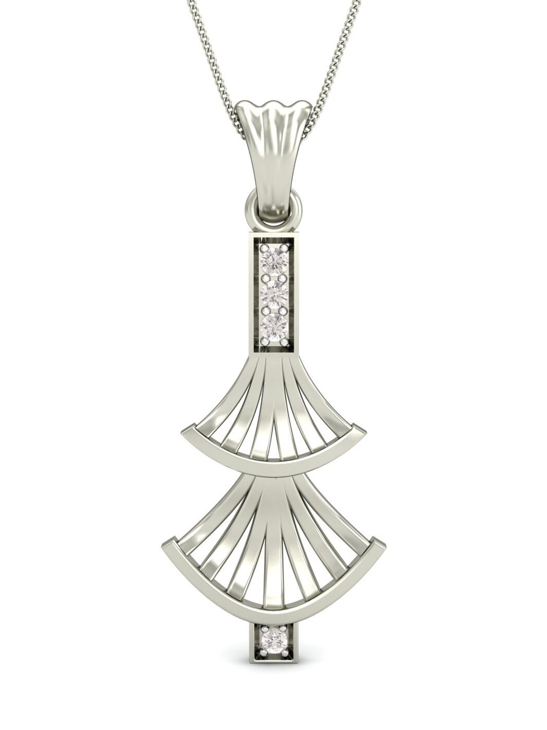 

KUBERBOX 18KT White Gold Diamond-Studded Pendant -1.48 gm, Silver