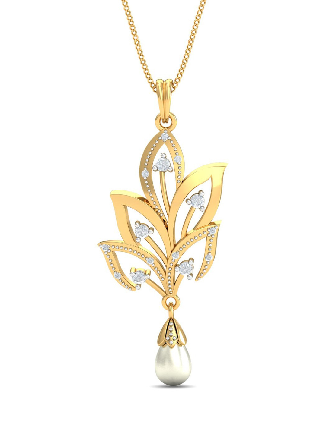 

KUBERBOX 18KT Gold Diamond Studded Pendant - 2.11 g