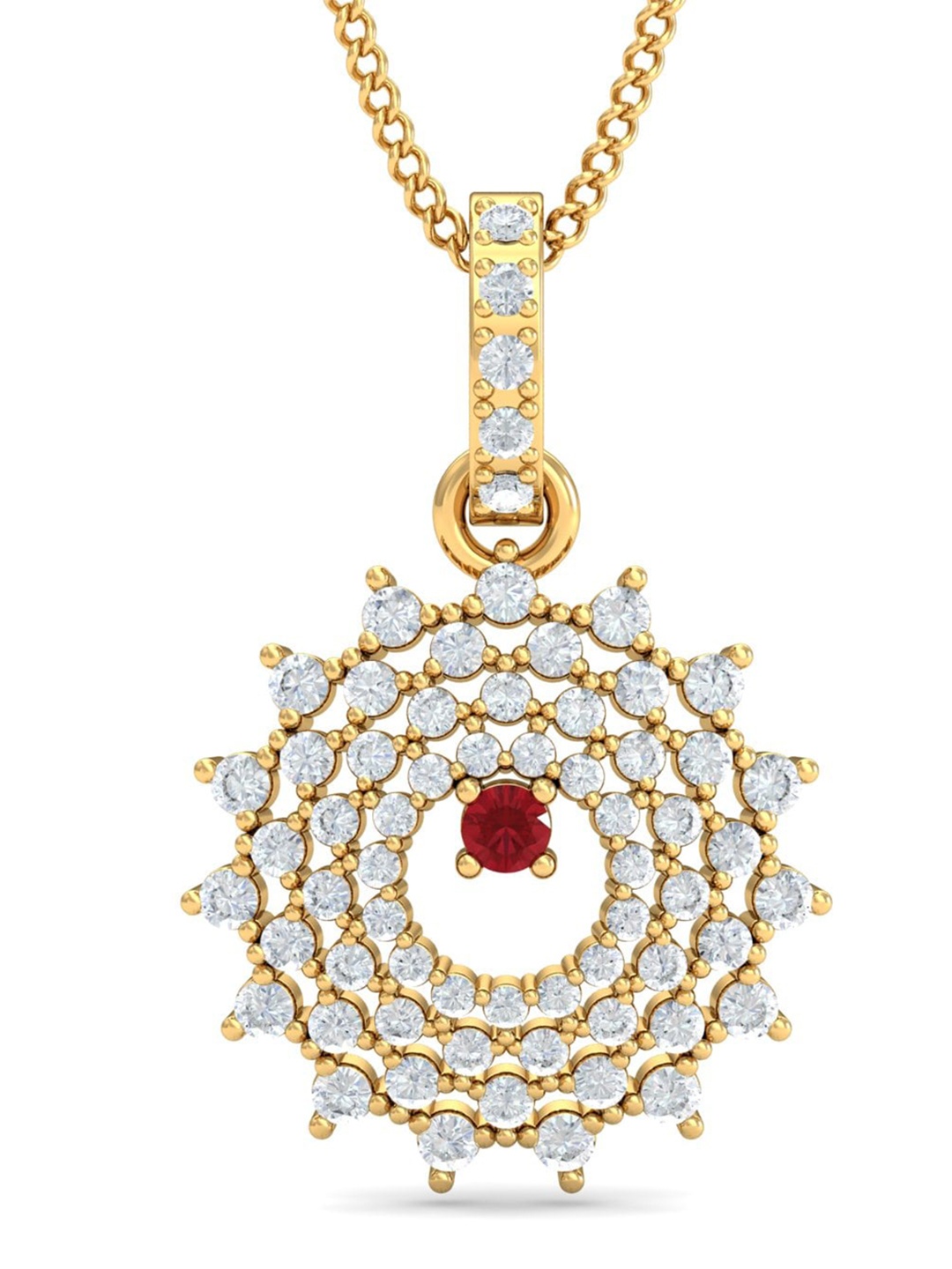 

KUBERBOX Enchanting Web 18KT Gold Diamond Studded Pendant- 0.99gm