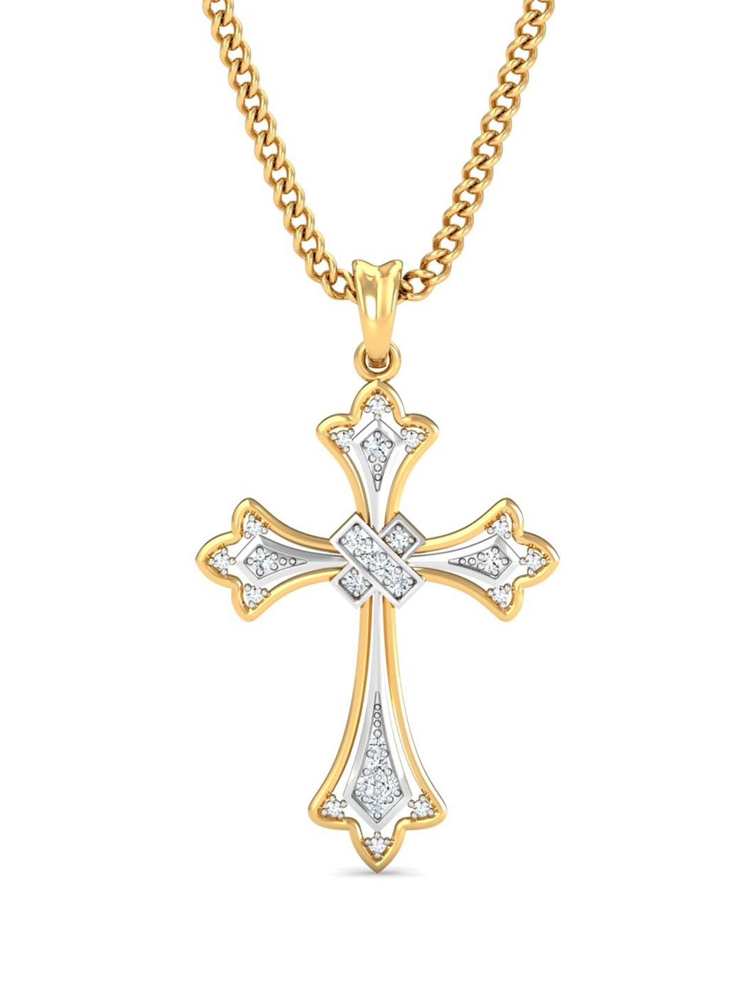 

KUBERBOX Vintage Cross 18KT Gold Vintage Cross Pendant Diamond-1.8 gm
