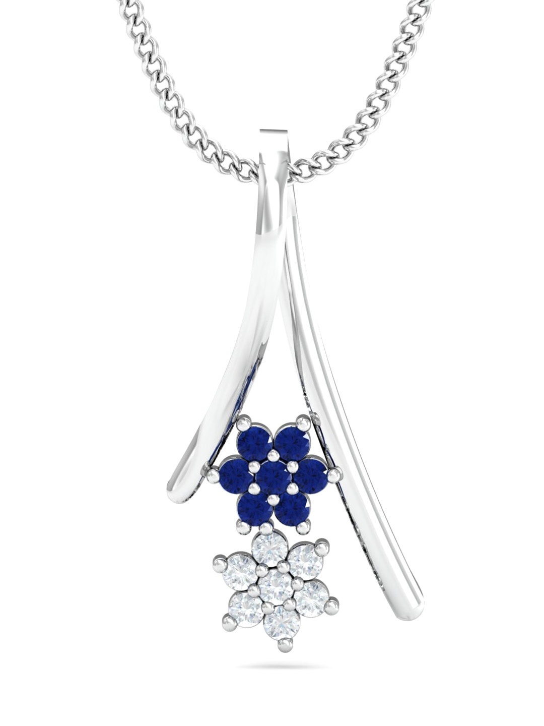 

KUBERBOX Floral 18KT White Gold Diamond-Studded Pendant-0.71 g, Silver