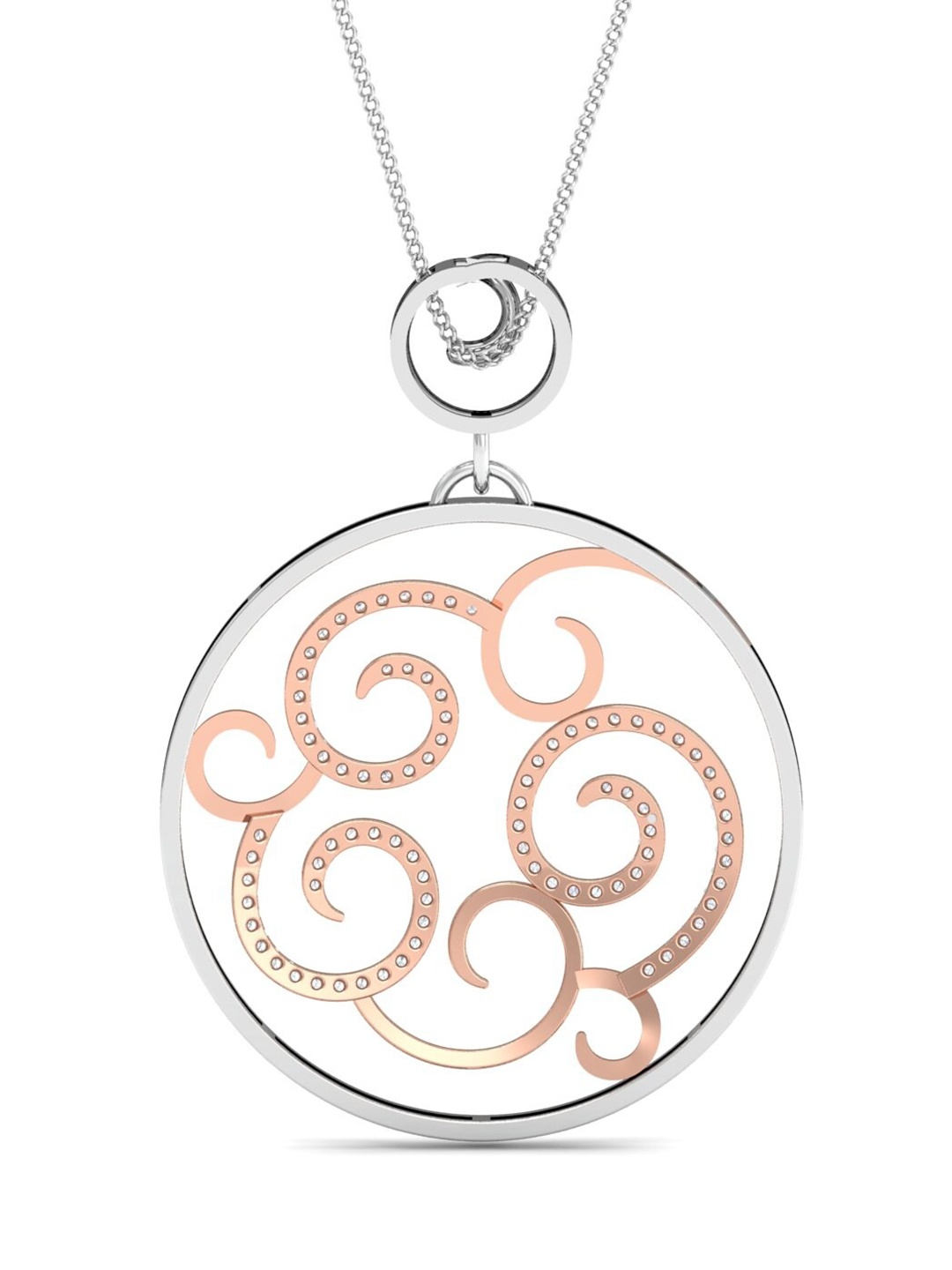 

KUBERBOX Vita Contemporary Dual-Tone 18KT White Gold Diamond Studded Pendant-3.6gm