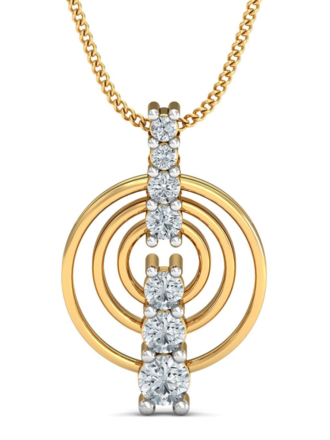 

KUBERBOX 18KT Gold Diamond-Studded Tri Corrilo Pendant-1.98g