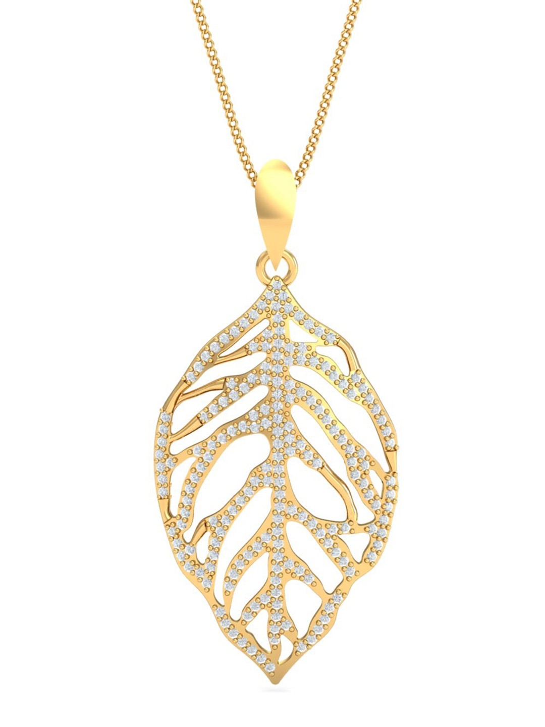 

KUBERBOX Nature Beauty 18KT Gold Diamonds-Studded Pendant-2.7gm