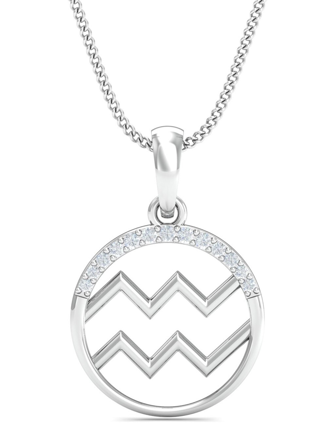 

KUBERBOX 18KT White Gold Diamond-Studded Pendant 0.9 gm, Silver