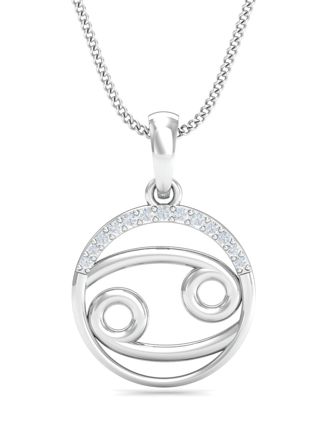 

KUBERBOX Cancer Zodiac 18KT White Gold Diamond-Studded Pendant - 0.99 gm, Silver