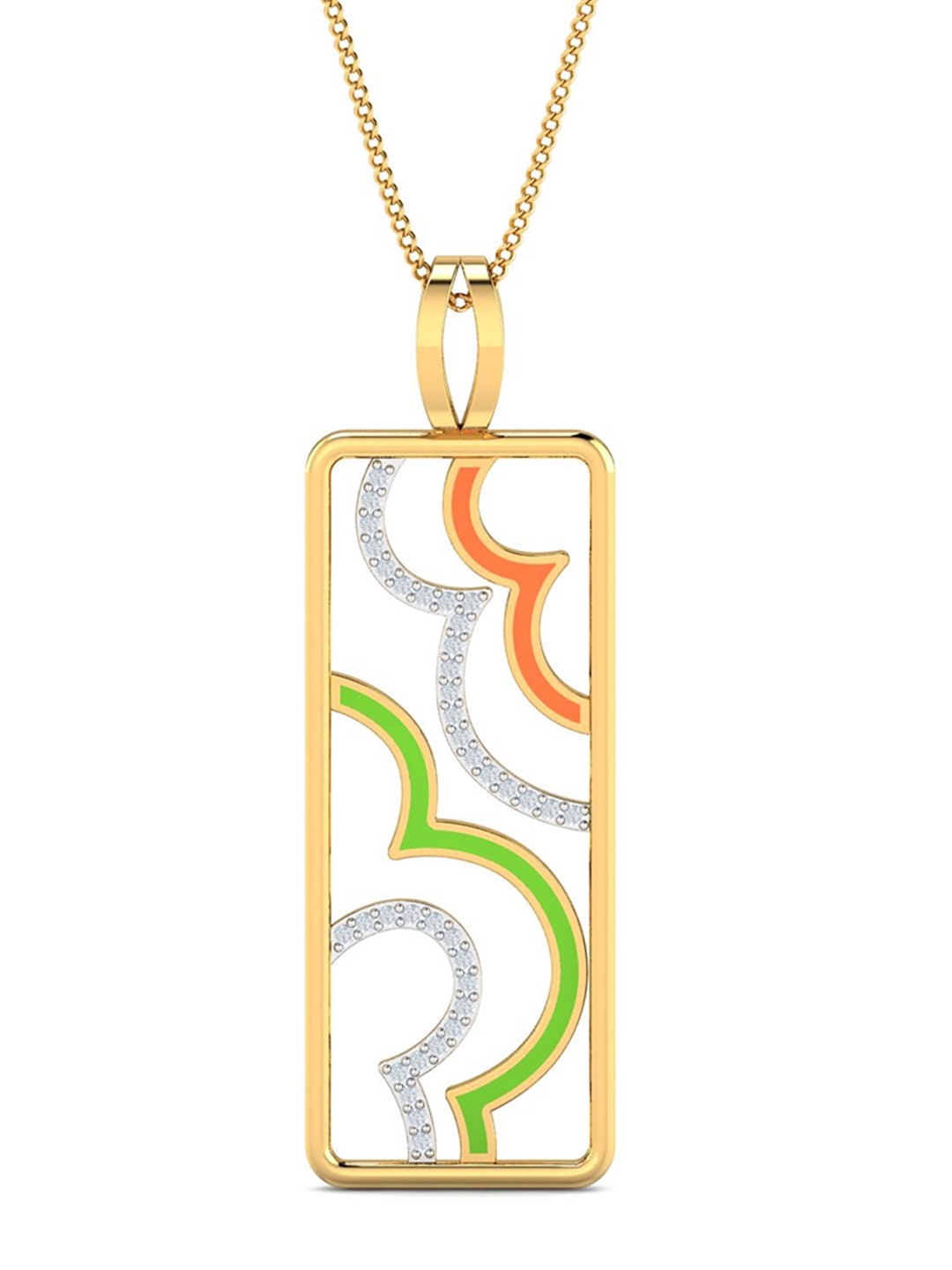 

KUBERBOX Rangosh 18KT Gold Diamond Studded Pendant- 2.4g