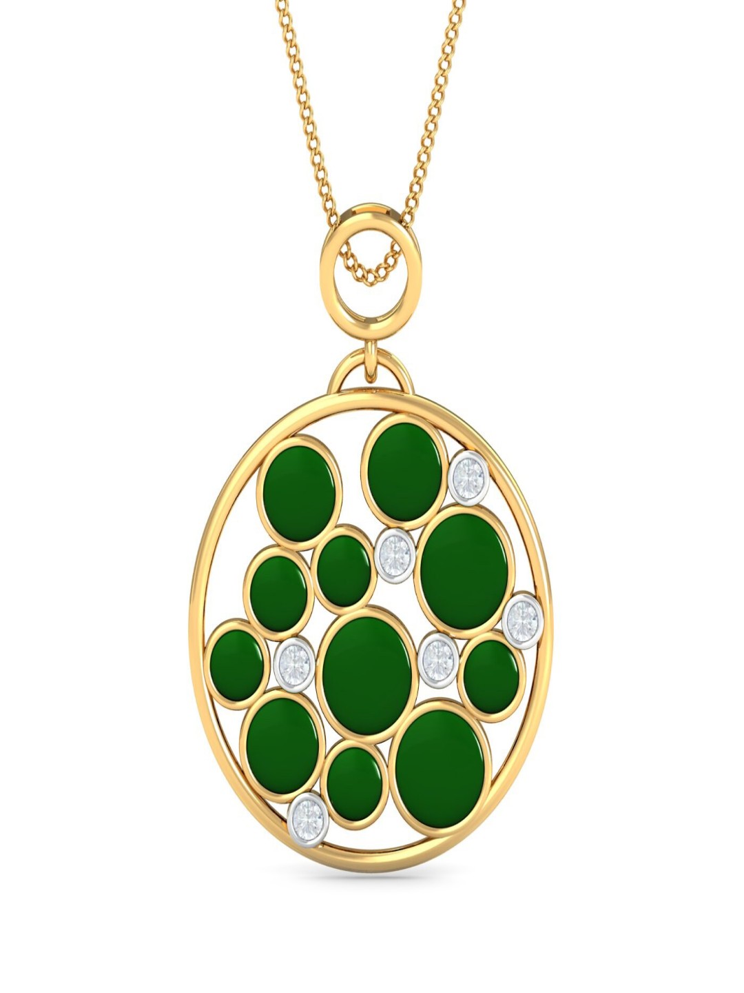 

KUBERBOX Bubbles Enamel 18KT Gold Diamond-Studded Pendant -2.8 gm