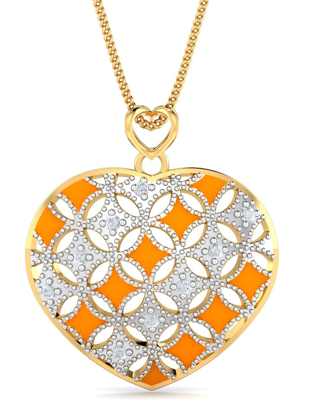 

KUBERBOX Heart 18KT Gold Diamond-Studded Enamel Pendant- 4.22 gm