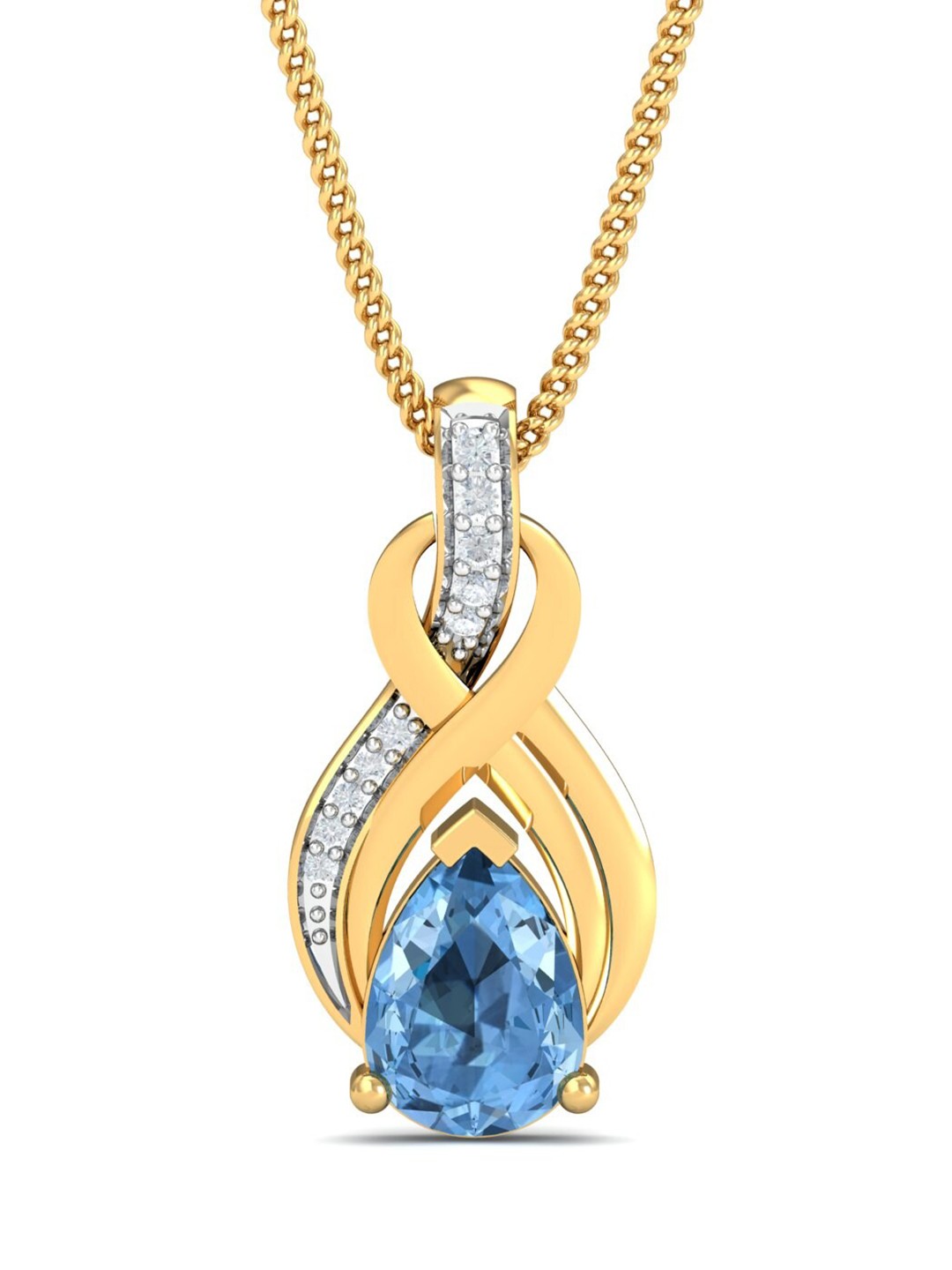 

KUBERBOX Faddie Aqua 18KT Gold Diamond-Studded Pendant -1.28 gm