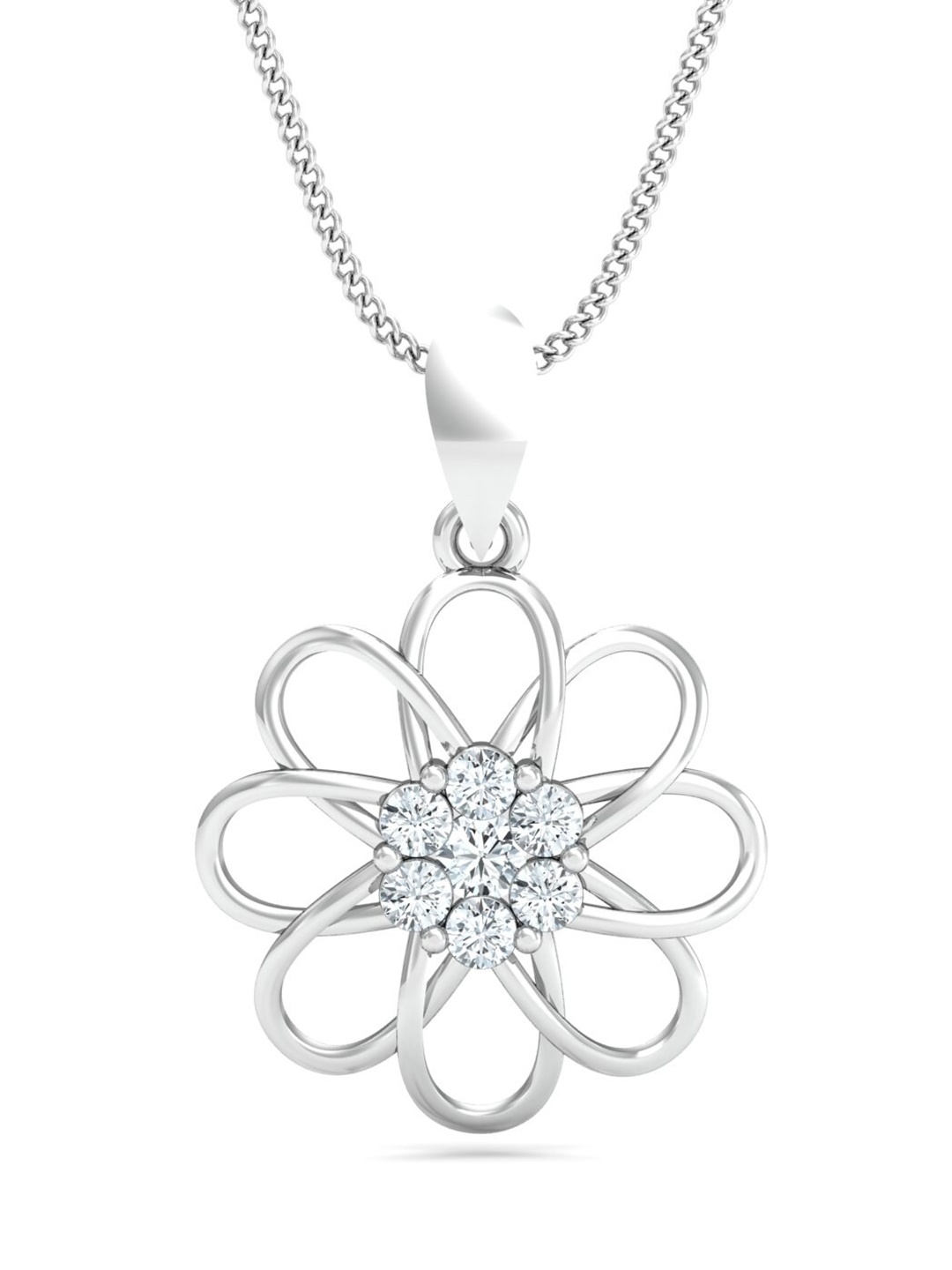 

KUBERBOX Modernly Classic 18KT White Gold Diamond-Studded Pendant-1.44gm, Silver