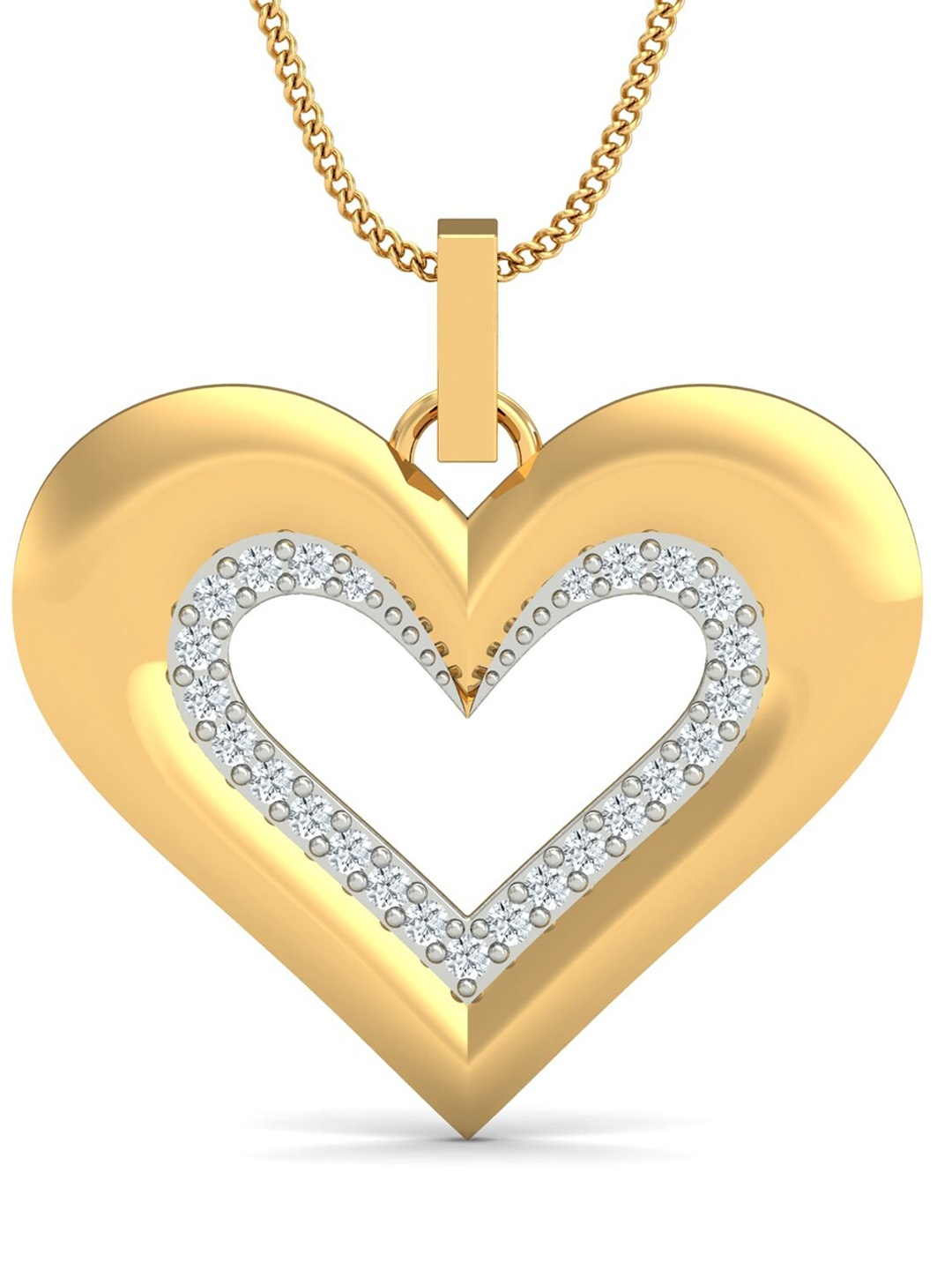 

KUBERBOX Stylish Heart 18KT Gold Diamond-Studded Pendant-2.55 g