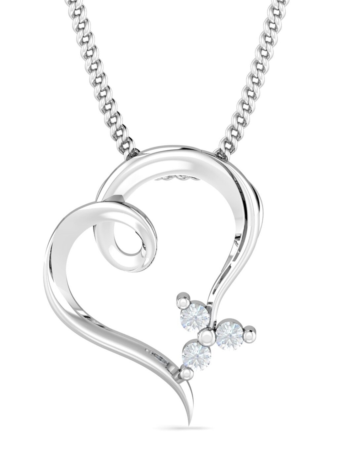 

KUBERBOX Dora Heart 18KT Gold Diamond-Studded Pendant-0.69gm, Silver