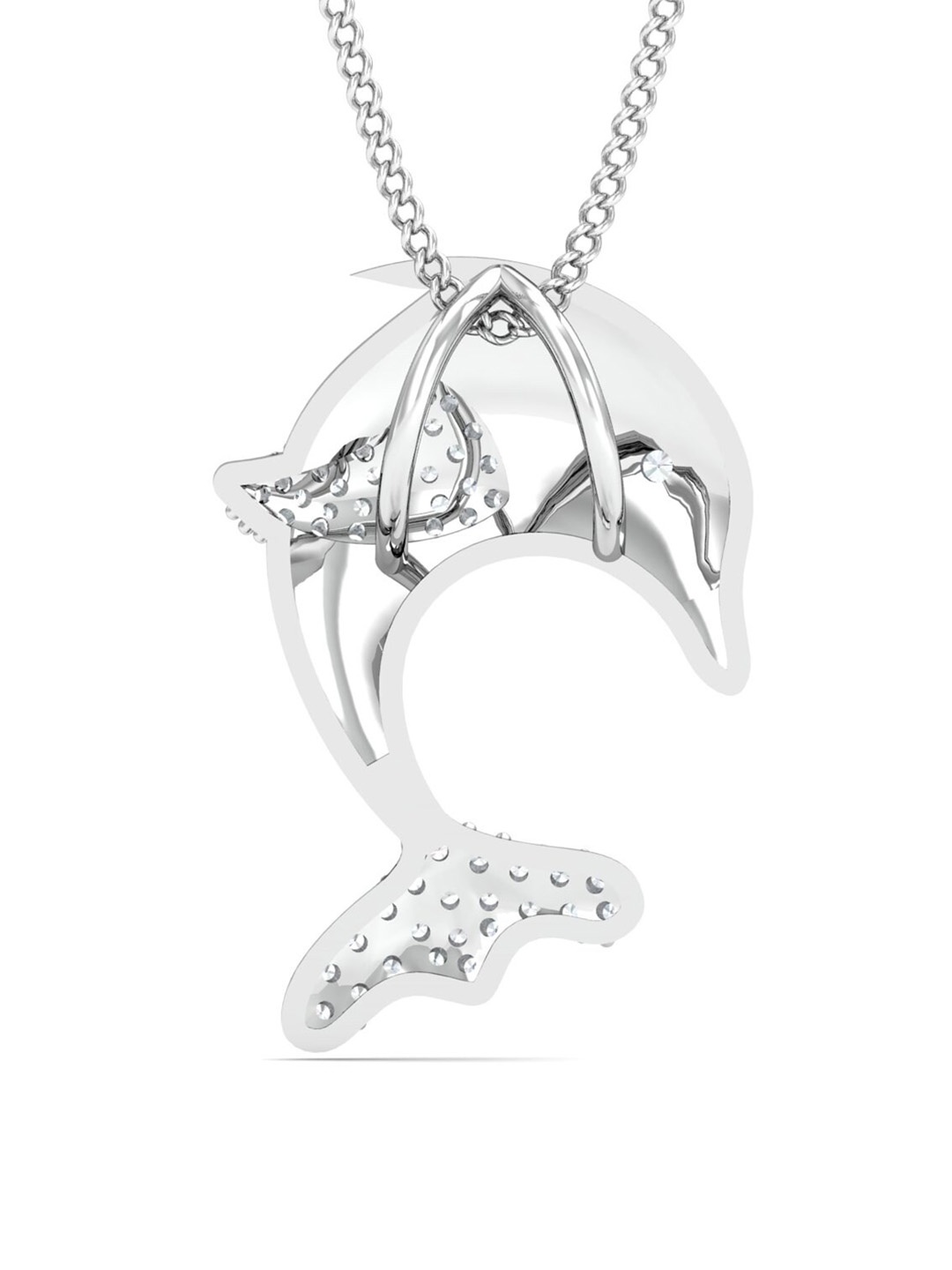 

KUBERBOX 18KT Gold Mesa Dolphin Diamond-Studded Pendant- 1.7 gm, Silver