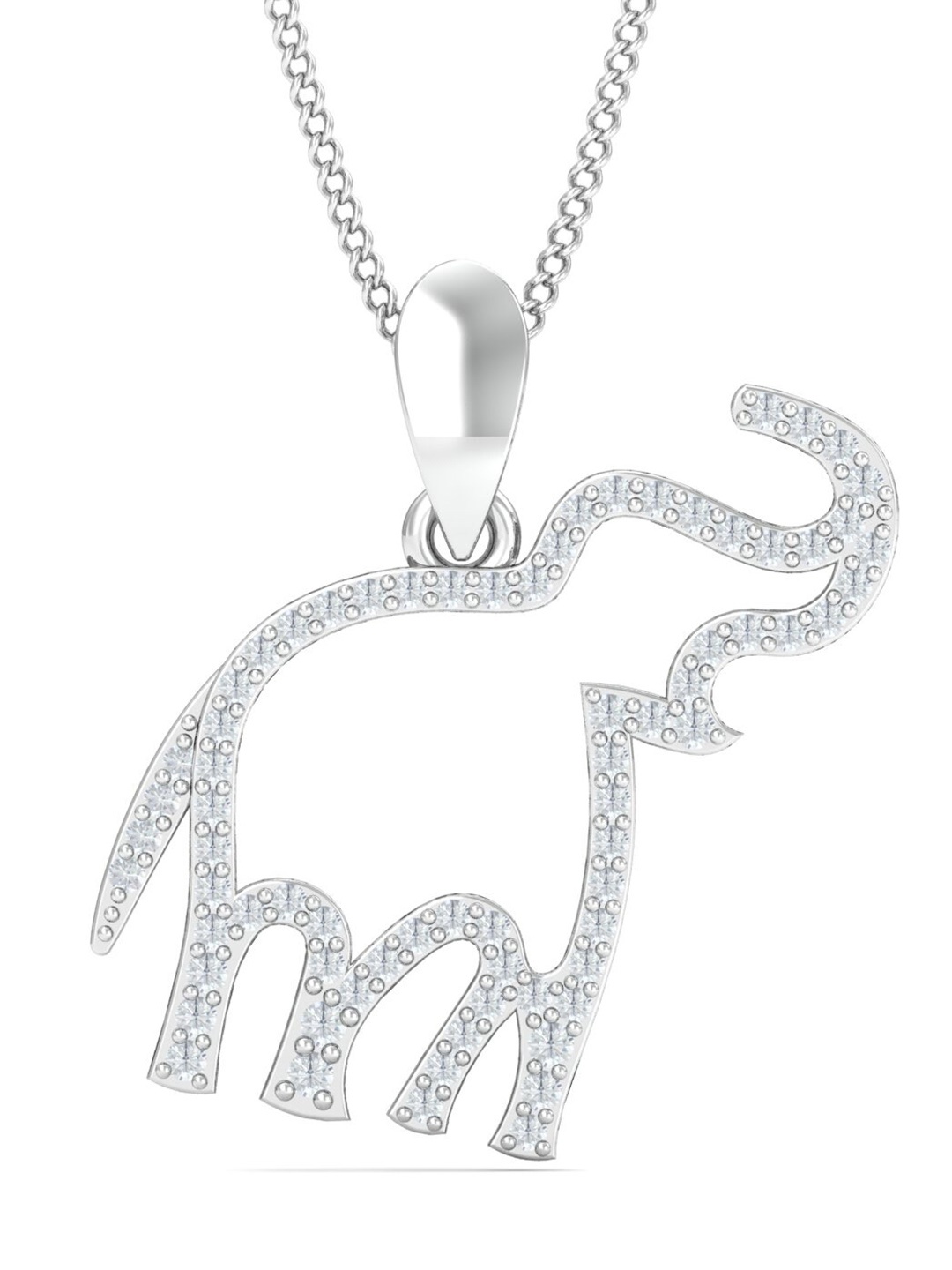 

KUBERBOX Elephant Trumpet 18KT Gold Diamond-Studded Pendant-1.4 gm, Silver