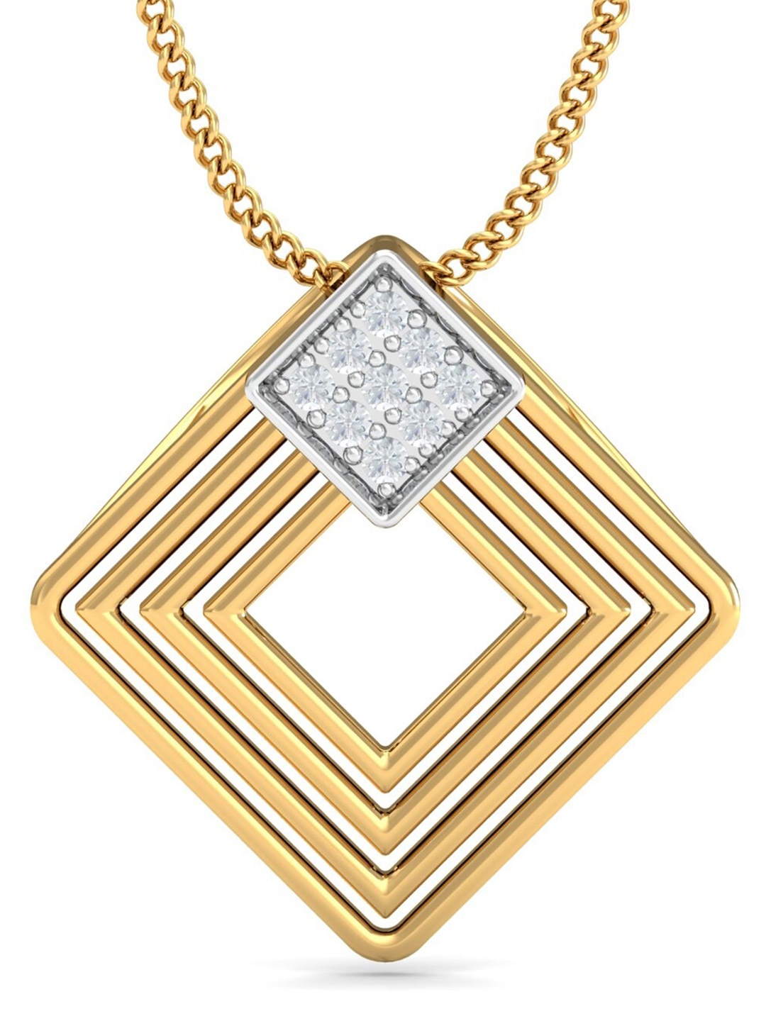 

KUBERBOX Modern Designer 18K Yellow Gold Diamond -Studded Pendant -1.22gm