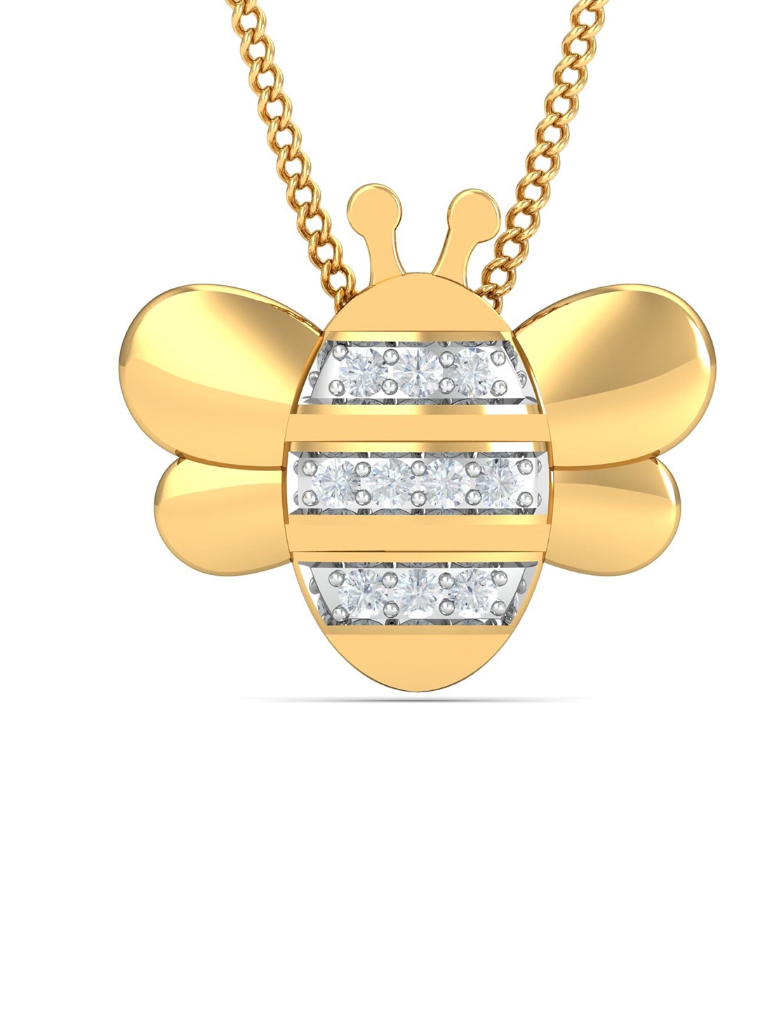 

KUBERBOX 18KT Gold Bee Diamonds-Studded Pendant -1.49gm