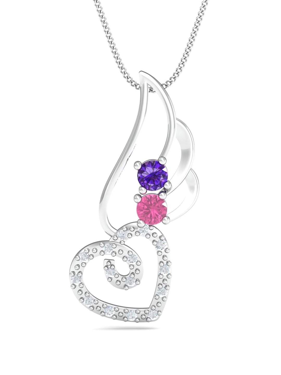 

KUBERBOX Heart-drop 18KT White Gold Diamonds Studded Pendant-2.66gm