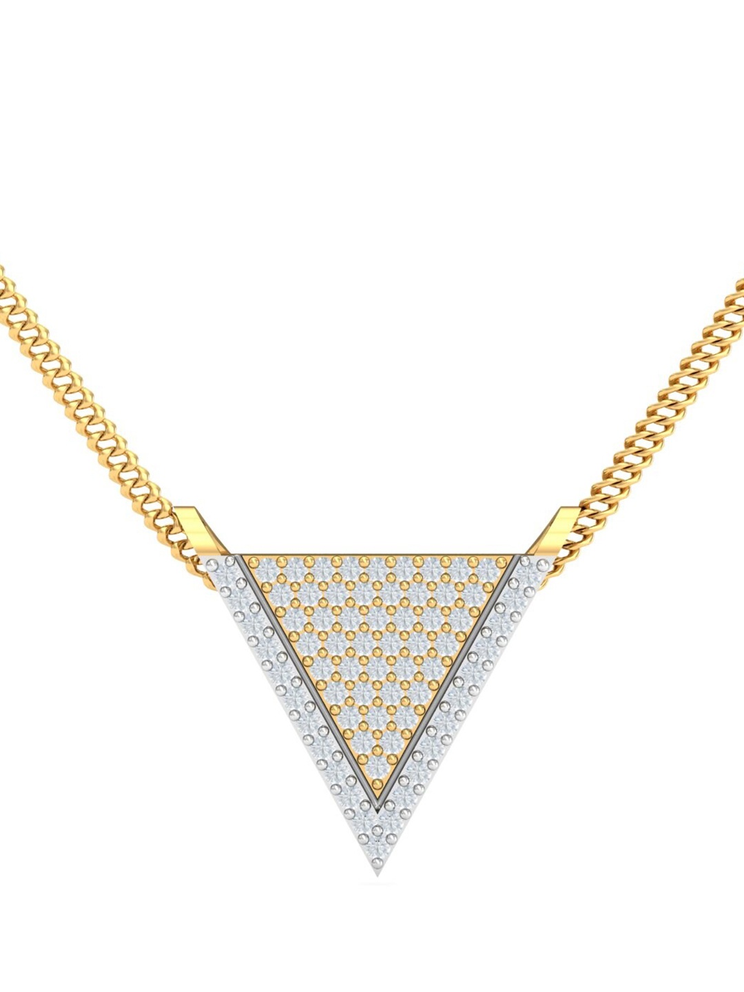 

KUBERBOX Edgy 18KT Gold Diamond Studded Triangular Pendant 1.19 g