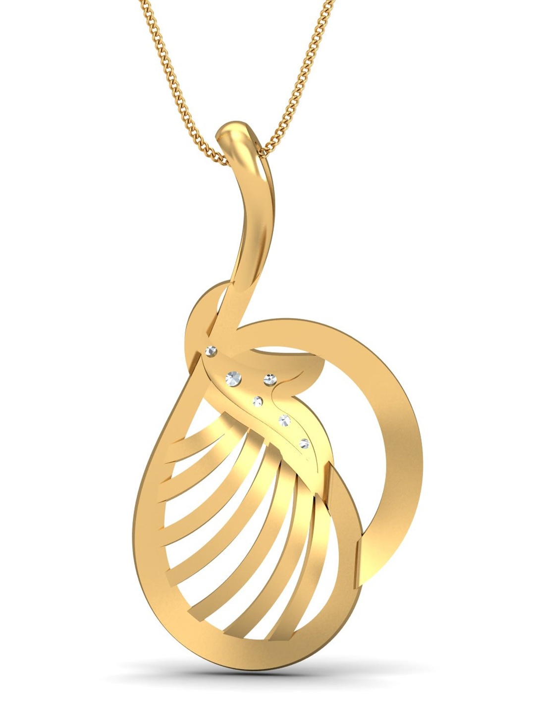 

KUBERBOX 18KT Gold Diamond-Studded Enticing Pendant -1.71 gm
