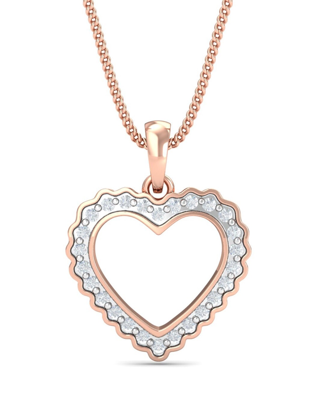 

KUBERBOX Sloan Heart 18KT Rose Gold Diamond-Studded Pendant-1.56 gm