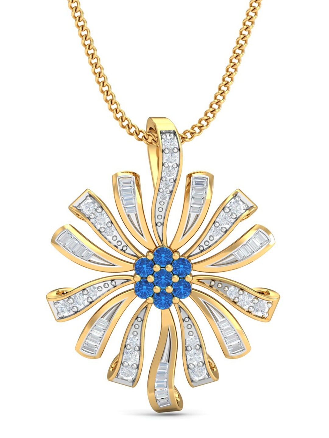 

KUBERBOX Lucy's Envy 18KT Gold Diamond-Studded Sapphire Pendant 1.53 gm