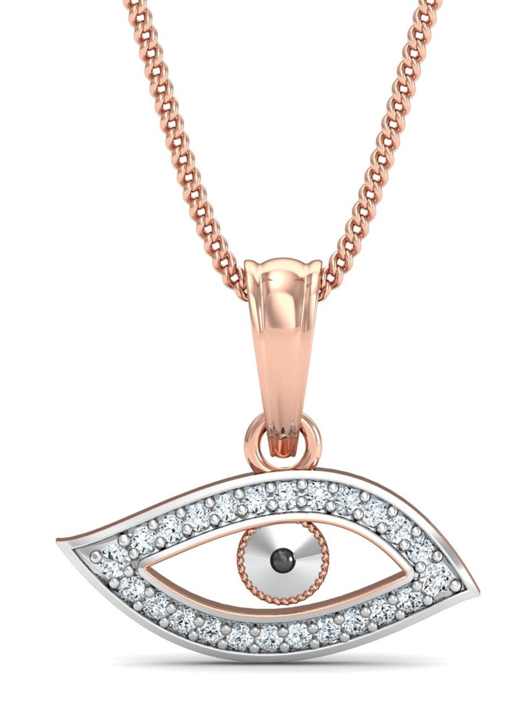 

KUBERBOX 18KT Rose Gold Evil Eye Diamond-Studded Pendant -0.64 gm