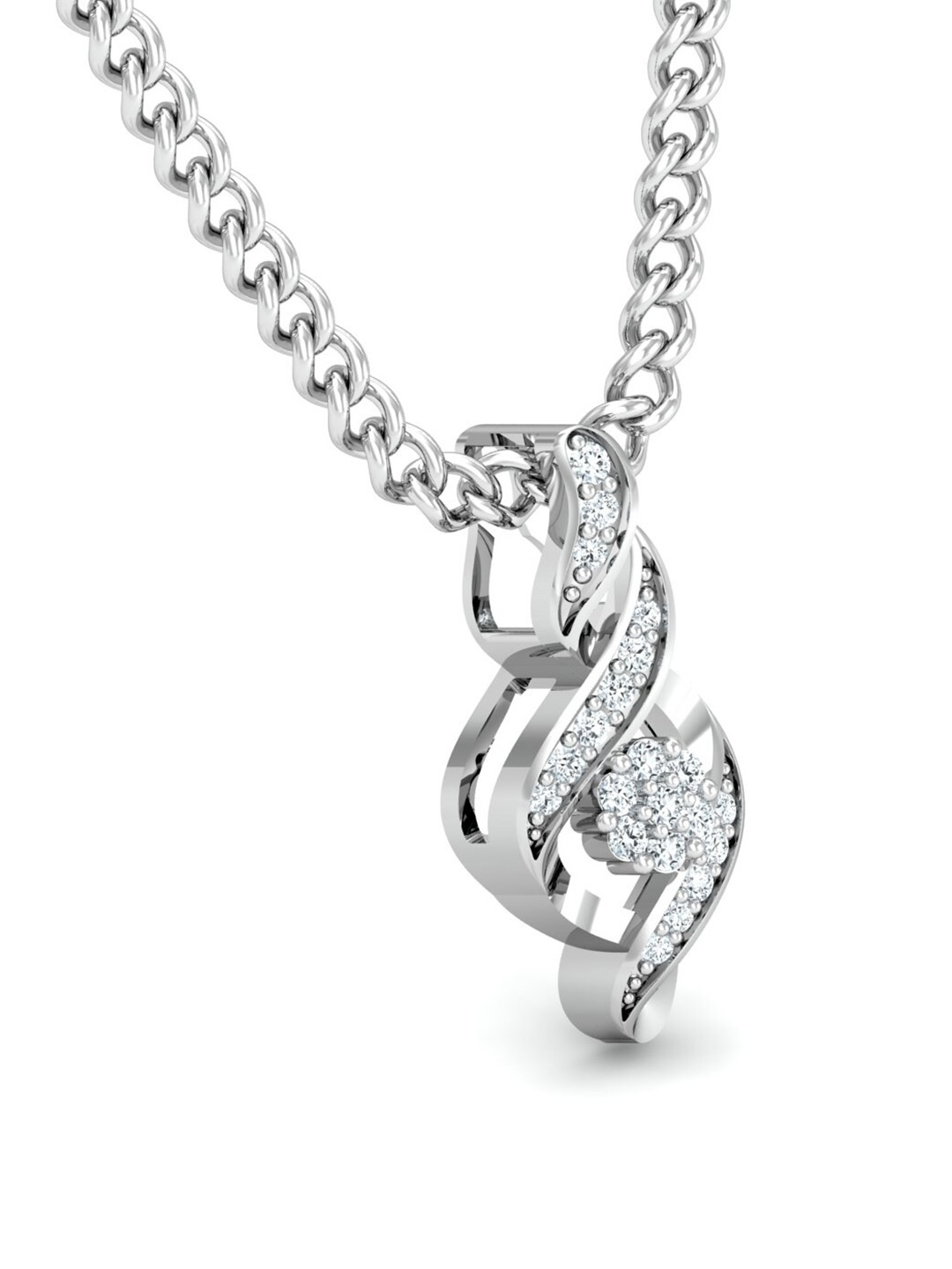 

KUBERBOX Virup 18KT White Gold Diamond-Studded Pendant - 0.64 gm, Silver