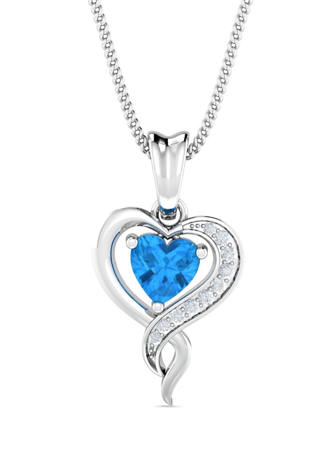 

KUBERBOX Heart 18KT White Gold Diamond And Topaz-Studded Pendant -1.38 gm, Silver