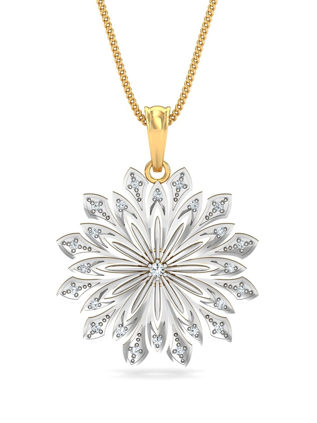 

KUBERBOX 18KT Gold Misty Diamond Studded Pendant - 3.15gm