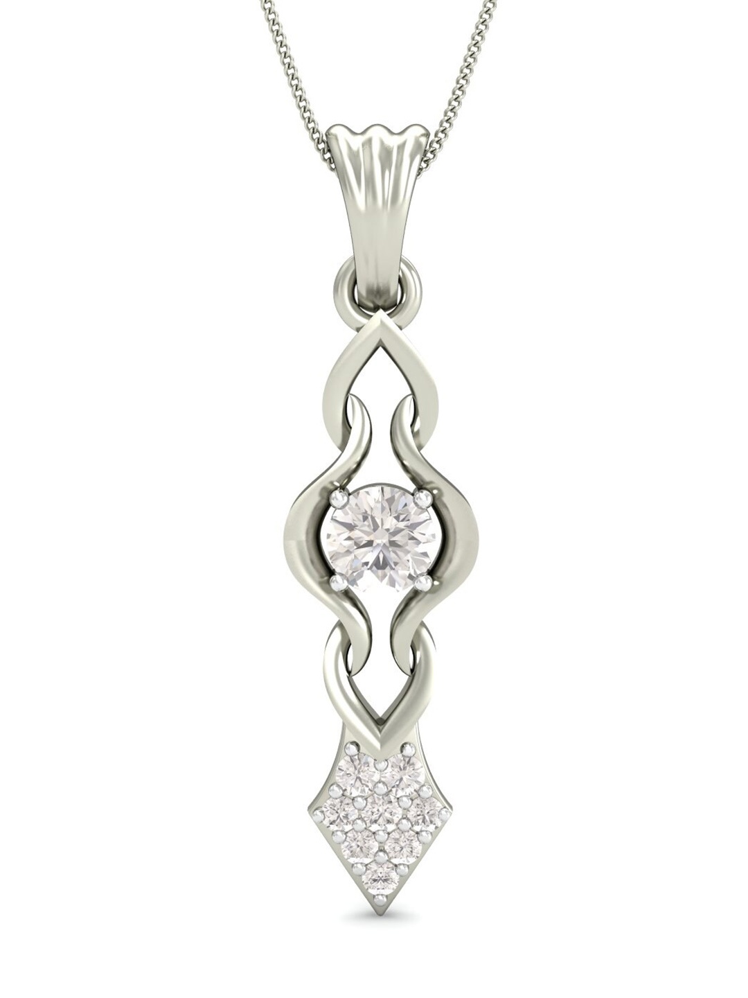

KUBERBOX 18KT White Gold The Charming Solitude Pendant-1.2gm, Silver