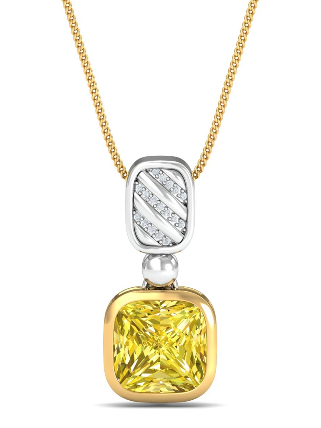 

KUBERBOX Borysko 18KT Gold Diamond-Studded Citrine Pendant-1.32g