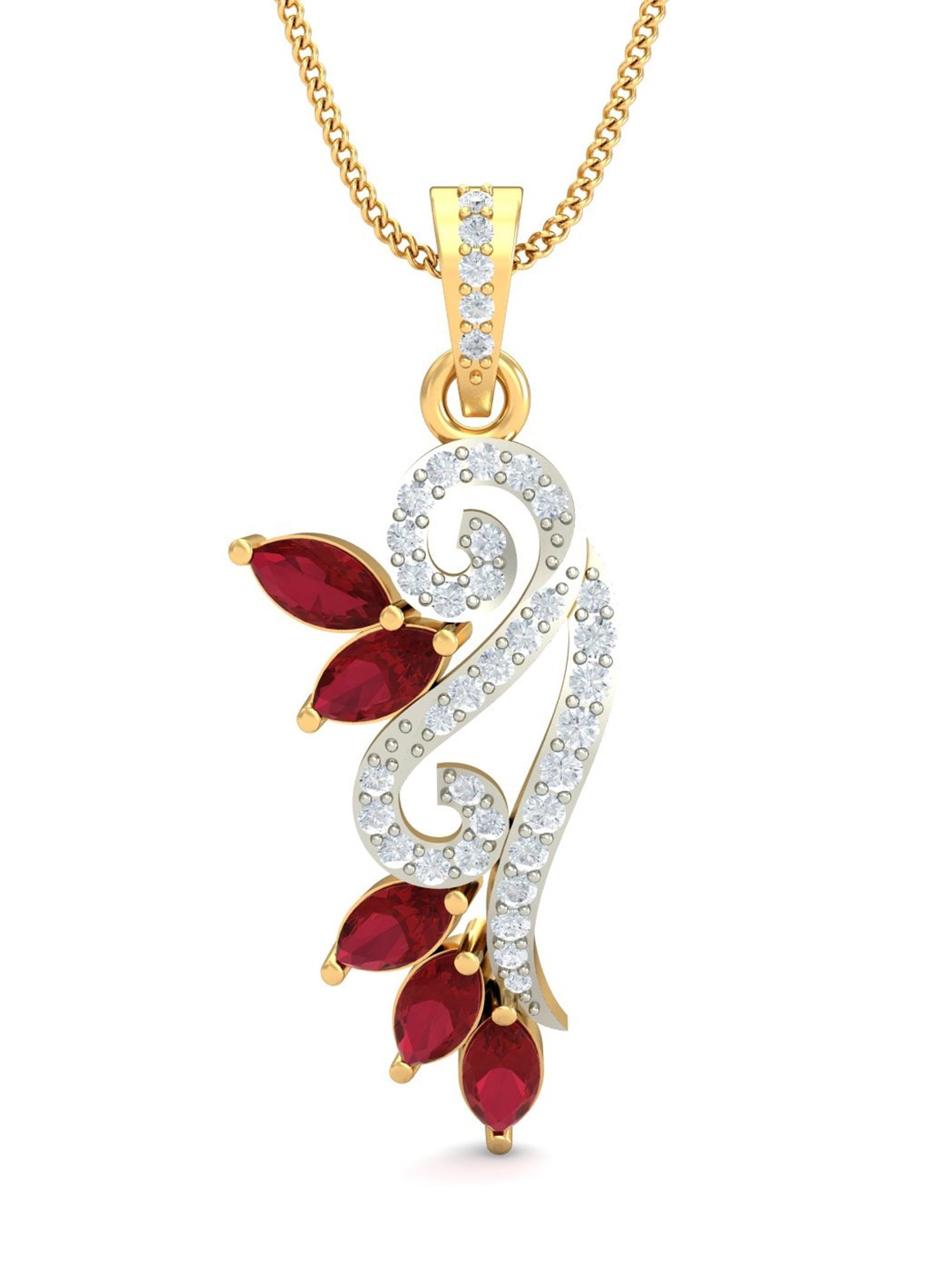 

KUBERBOX Geetika Ruby 18KT Gold Diamond Studded Pendant - 3.76 gm