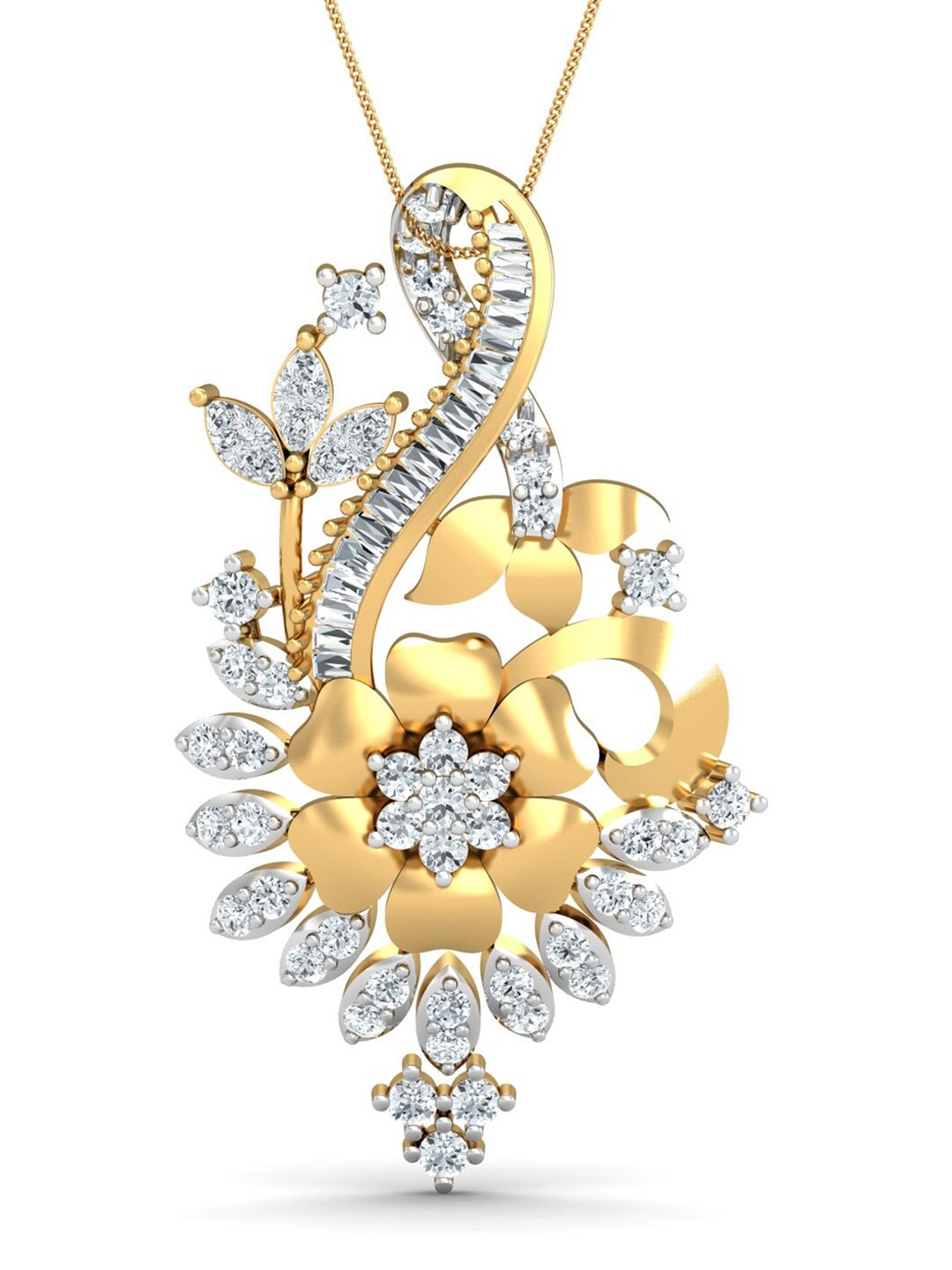 

KUBERBOX Eastern Paradise 18KT Gold Diamond Studded Pendant- 5.38 gm